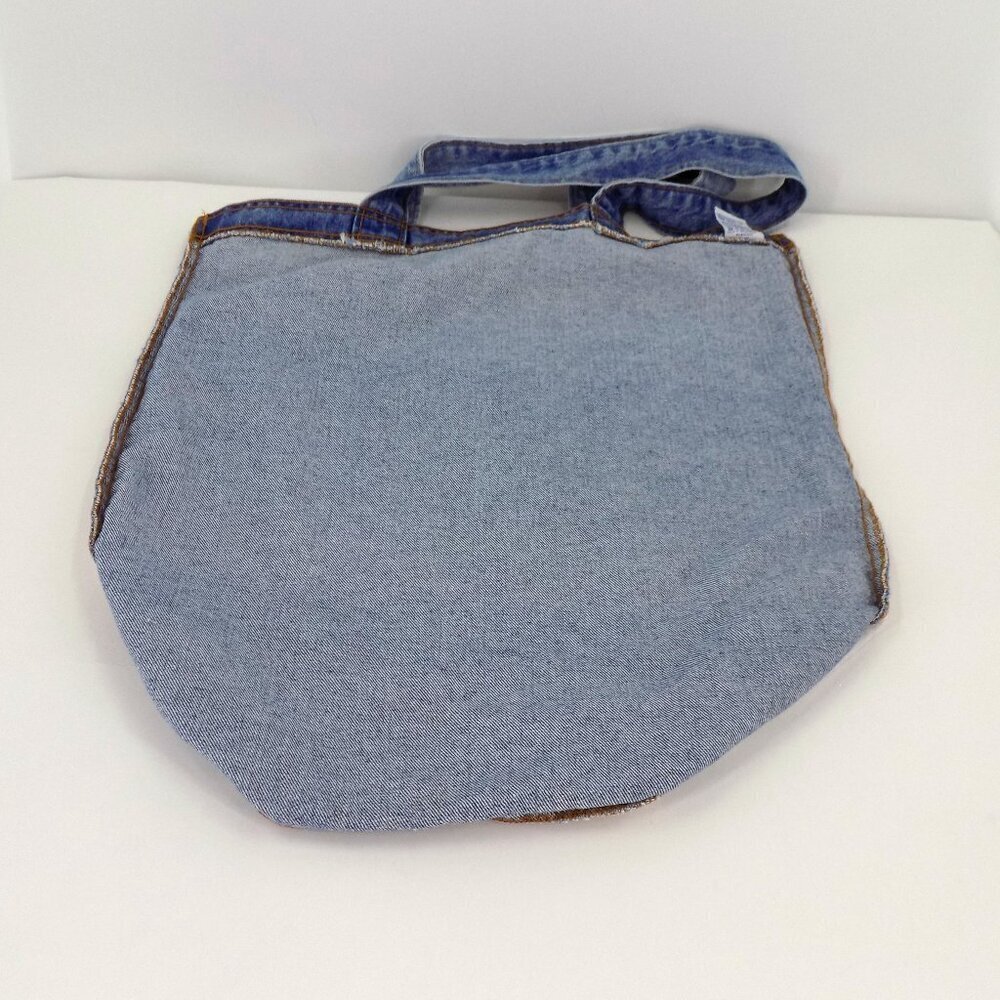 Denim Embossed Horse Large Tote Bag Light wash blue Vintage Unbranded - Picture 4 of 5